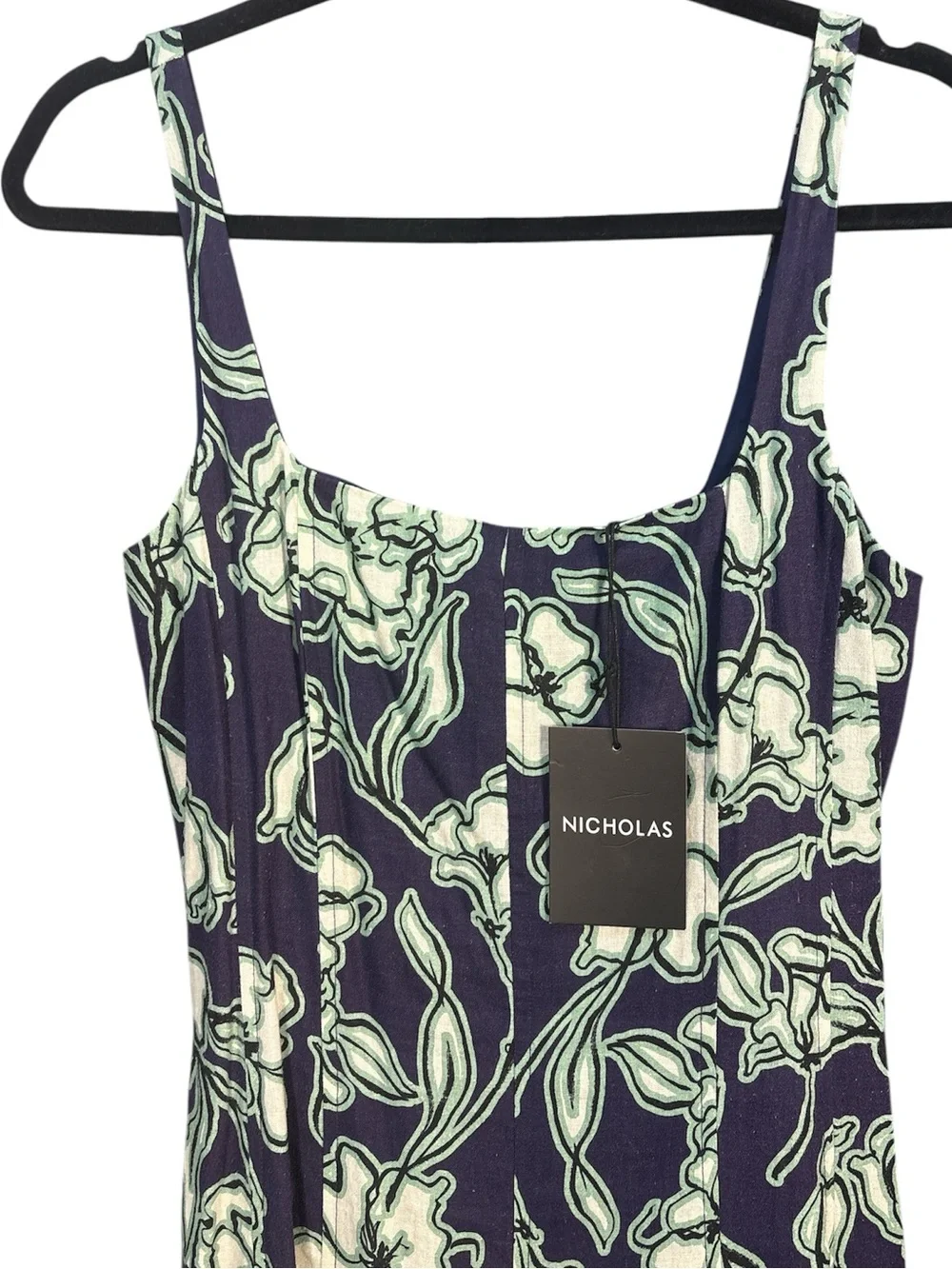 Nicholas Irina Paneled‎ Floral Maxi Dress Willa Navy MSRP $495 Size 4